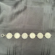 6 Victoria silver  one shilling coin bracelet 