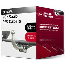 Für 9/3 Cabrio YS3D (G.D.W.) Anhängerkupplung abnehmbar + E-Satz 7pol universell