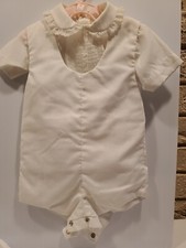 Vintage Baby Boy's White Christening Outfit 3-Piece Shirt, Togs, Cap.