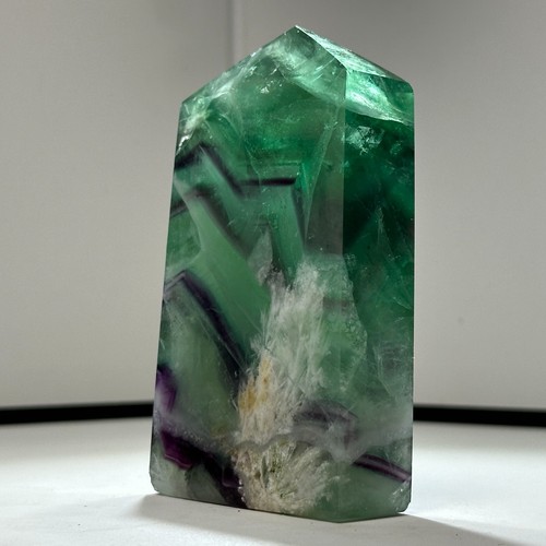 205G Feather Fluorite Point Tower Obelisk Quartz Crystal Healing Reiki - Picture 7 of 12