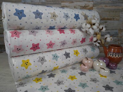 240cm Popeline Baumwolle Stoff Baumwollstoff Meterware Sterne Stoffe ÖKO-TEX