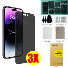 3PCS Protector de pantalla vidrio templado privacidad ForiPhone 16 15 14 Pro Max