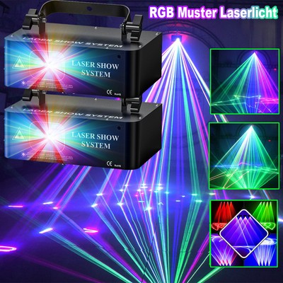 2x RGB Laser Projektor LED Strobe Beam DMX Disco Scheinwerfer Bühnenlicht Party