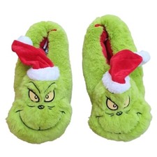 Grinch Kids Slippers Cosy Warm Winter Slip On Mules Indoor Home Xmas Shoes Gift
