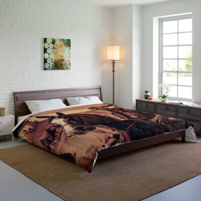 King Size Comforter Retro Western Movie Pattern Cowboy Rodeo