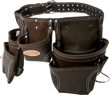 Tanned Leather Contractor'S Apron, Durable Construction Tool Belt,Brown,One Size