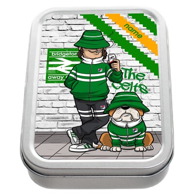 Personalised Celtic Tobacco Tin Football Fan Retro 2oz Baccy Box Mens Gift  FT14