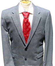 Jos A Bank 2 Button 2 Piece Suit Mens 42L 34 x 30 Lite Gray Glen Plaid Lt Blue W