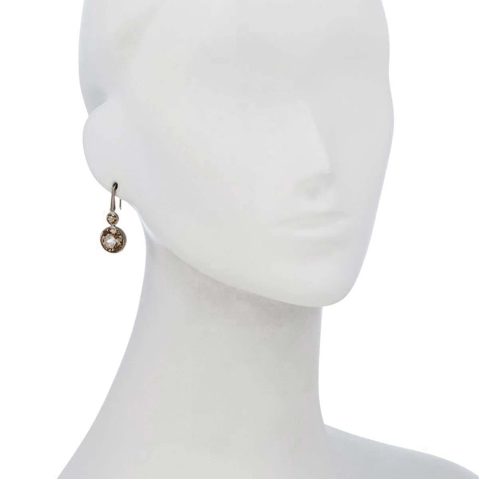 RAREZAS Pendientes colgantes de alambre francés de piedras preciosas chapadas en rodio - Cuarzo ahumado - Nuevos con etiquetas Foto 3 de 4