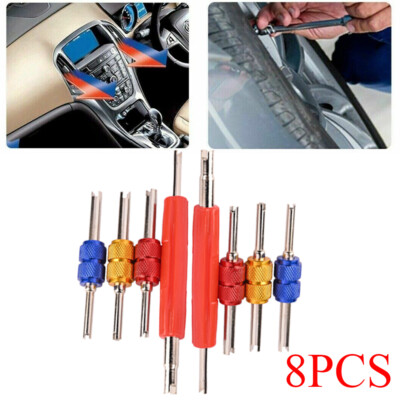 8x Dual Schrader Valve Core Remover & Installer Tool – Tire/HVAC Repair Kit