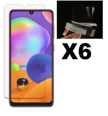 6-Pack Lot of Clear Film Screen Protective Shield (PET) For Samsung Galaxy A31