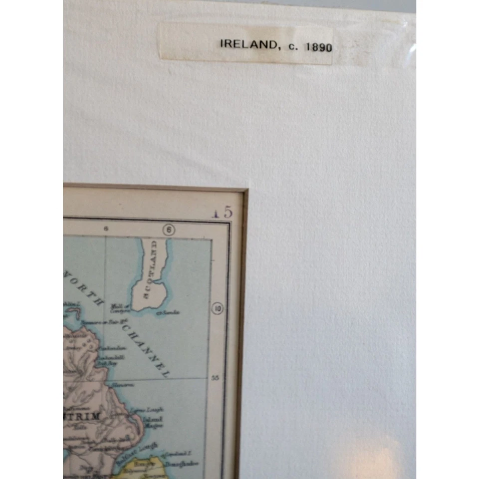 Antique 1890s Map of Ireland Matted Galway Cork Glasgow Dublin Wall Art - Image 4 of 4