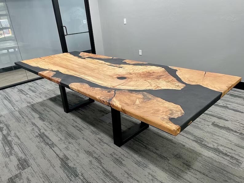 live edge river table black modern epoxy dining table conference Furniture Decor