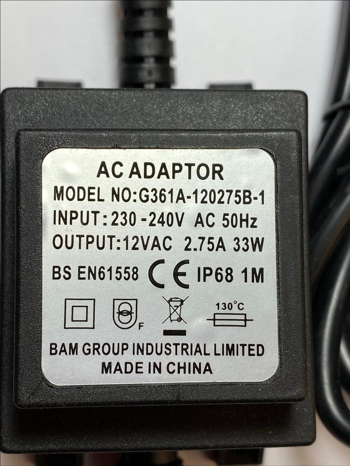 Replacement for 12V AC 30VA AC/AC Adaptor model YMACT-1200300 IP64 ...
