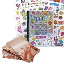 Decor Bundle 1000+ Ridiculously Cute Stickers & 40 Pcs Peach Wall Decor Cards