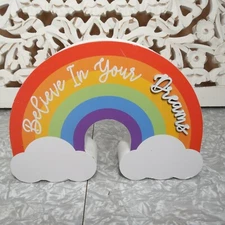 Believe in Your Dreams Desk or Bookshelf Sculpture Hand painted Wood SHIPS FREE