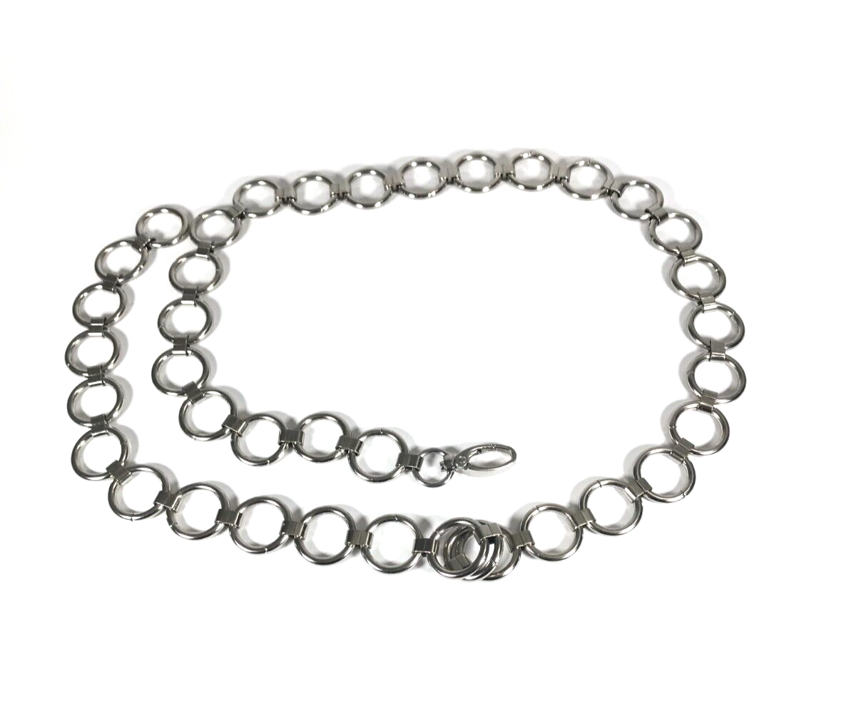 Women's Chain Belt One Size Silver O Ring Biker Motorcycle Metal