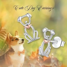 925 Sterling Silver  Hypoallergenic Stud Dog Earrings