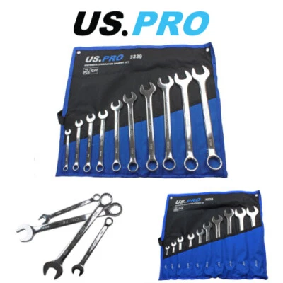 US PRO Tools 10PC Whitworth Combination Spanner Set 1/8" - 11/16" 3239