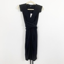 NEW ASOS Maternity Black Dress Size US 4 Tie Sash Stretchy Little Black Dress