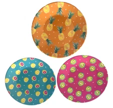 Fruit Pineapple Melamine Appetizer Side Plates 6" Set of 6 Summer Beach House