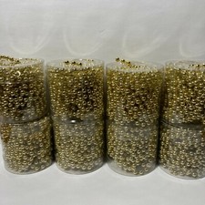 4MM Faux Pearl Plastic Beads String Gold 8  5 Yards Trim Crafts Scrapbook