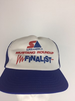 Vtg Super America Gas Station Mustang Roundup Finalist Truckers Hat Cap Snapback
