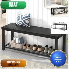 Excefur Entryway Bench Modern Wood And Metal ...