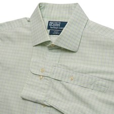 Polo Ralph Lauren Button Up Mens 16 32/33 Green Regent Custom Fit Check Shirt