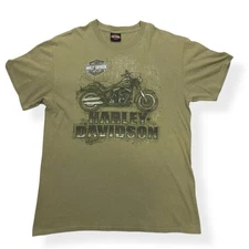 Harley Davidson Men’s Green T Shirt Large USA OKC, Oklahoma Motorcycle Biker