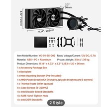 VEVOR 240mm Liquid CPU Cooler w LCD Display | Dual Fan AIO 6