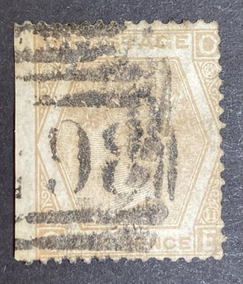 #ad GB 1872 QV SG123 6d Pale buff plate 11 Wmk Spray of Rose Used Cat £95. EO GBP 4.47