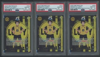 (3)x BVB X ONE PIECE MATCH DAY 2025 PROMO #003 MONKEY D LUFFY SEQUENTIAL PSA 10