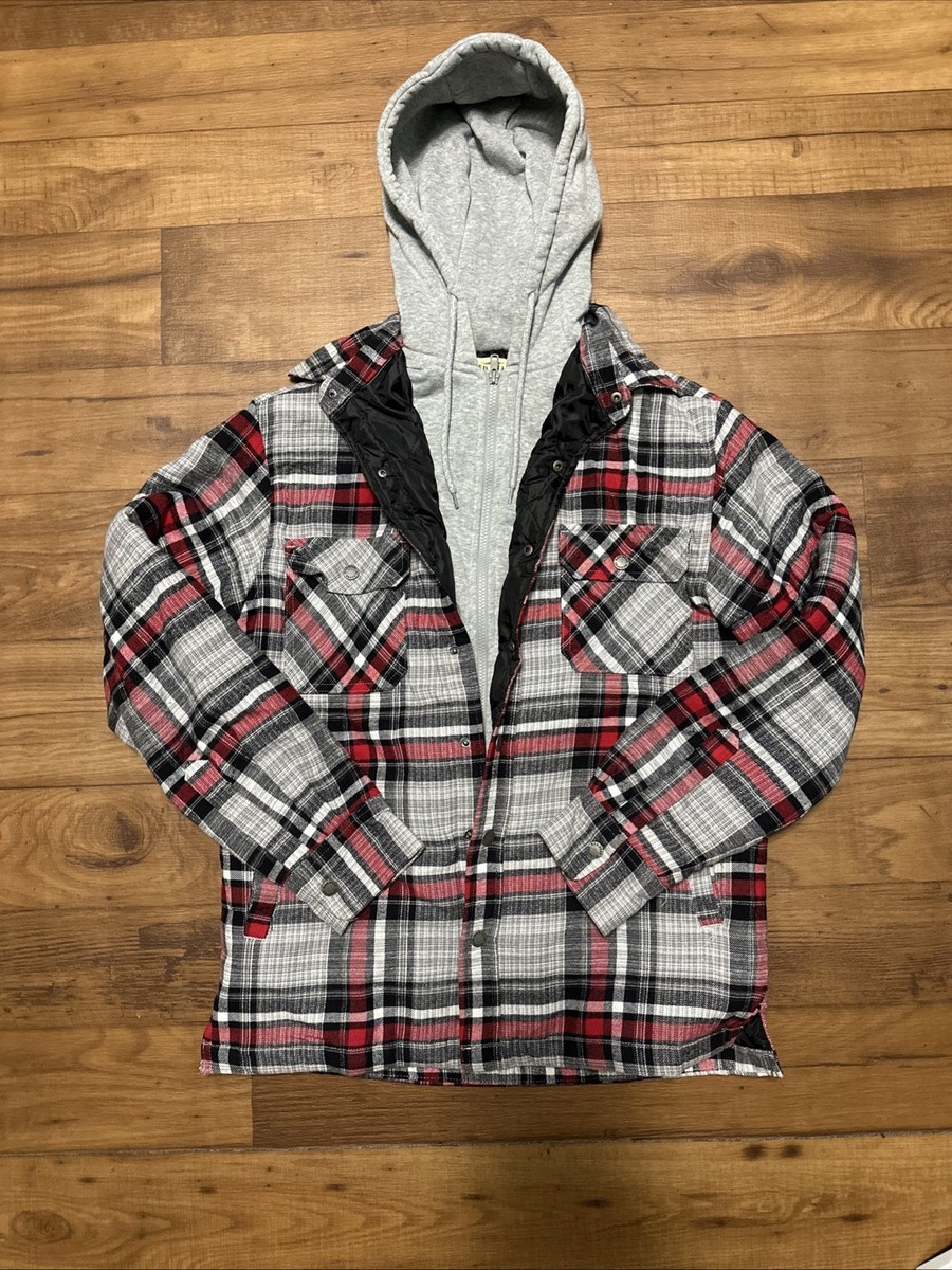 RedHead Men's Quilted Lined Hooded Flannel Shirt Jacket Shacket
