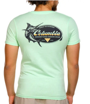 COLUMBIA Mens PFG Green Cotton Graphic S/S T-SHIRT  M (38-40'')  NWT