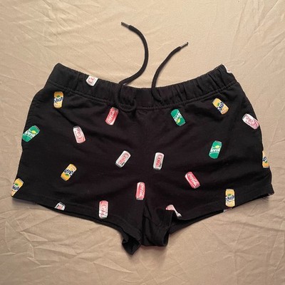 Coca-Cola Brand Shorts Womens XS Soda Cans Fun Fanta Sprite Diet Coke Black