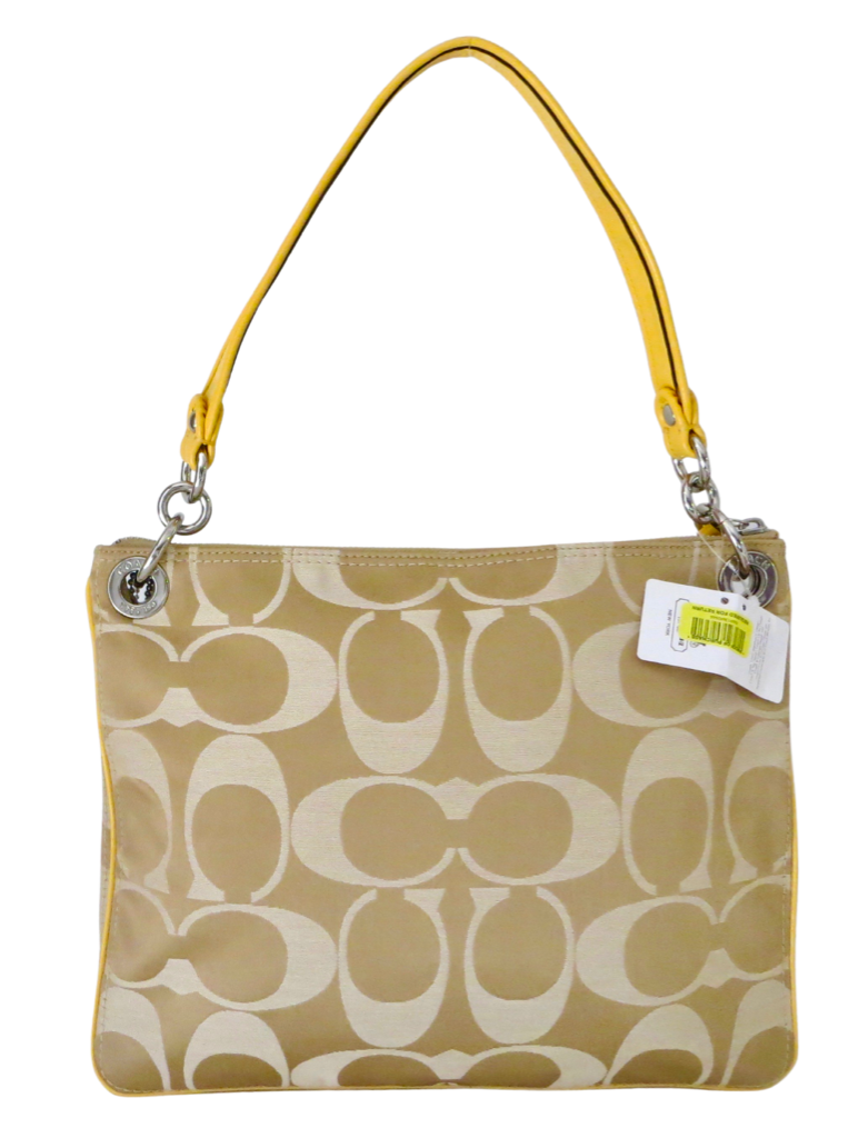 New Coach Poppy Khaki Signature Sunflower Yellow Leather Crossbody