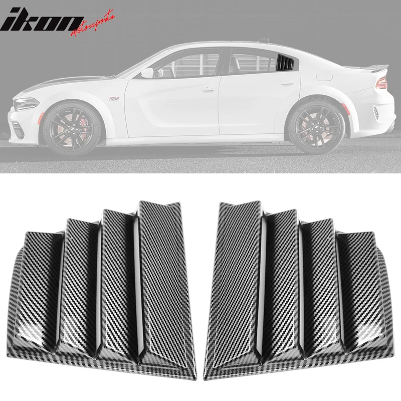 Fits 11-23 Dodge Charger V1 Style Side Window Scoop Louver Carbon Fiber Print