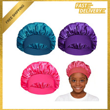 Children Satin Bonnet Kids Sleep Cap Elastic Wide Band Hair Wrap Curly