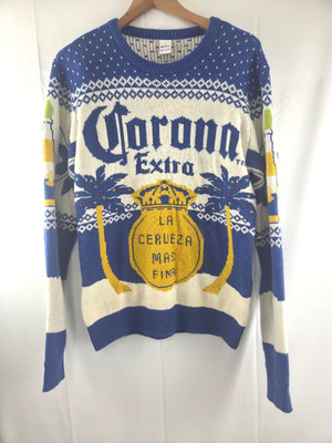 Corona Extra La Cerveza Mas Fina 100% Acrylic Knit Men's Pullover Sweater Sz M