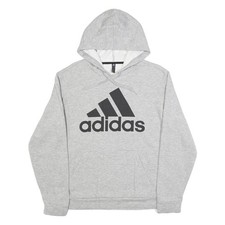 ADIDAS Uomo Felpa Hoodie Grigia Pullover Cotone Mista M Maglia Girocollo