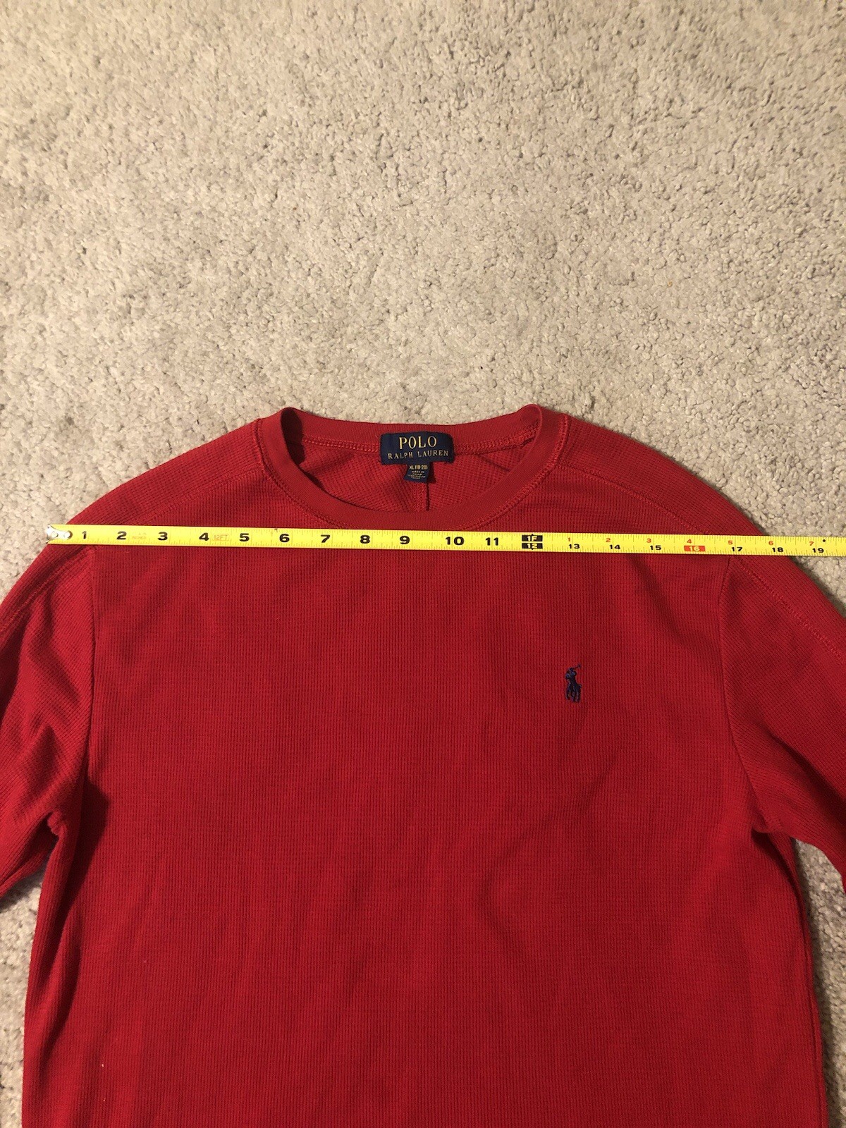 Polo Ralph Lauren Waffle Knit Shirt Boys XL Youth Long Sleeve Red Thermal Stains thumbnail 18