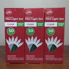 3 Pack Winter Wonder Lane Christmas Mini Light Set 50 Clear Incandescent Lights