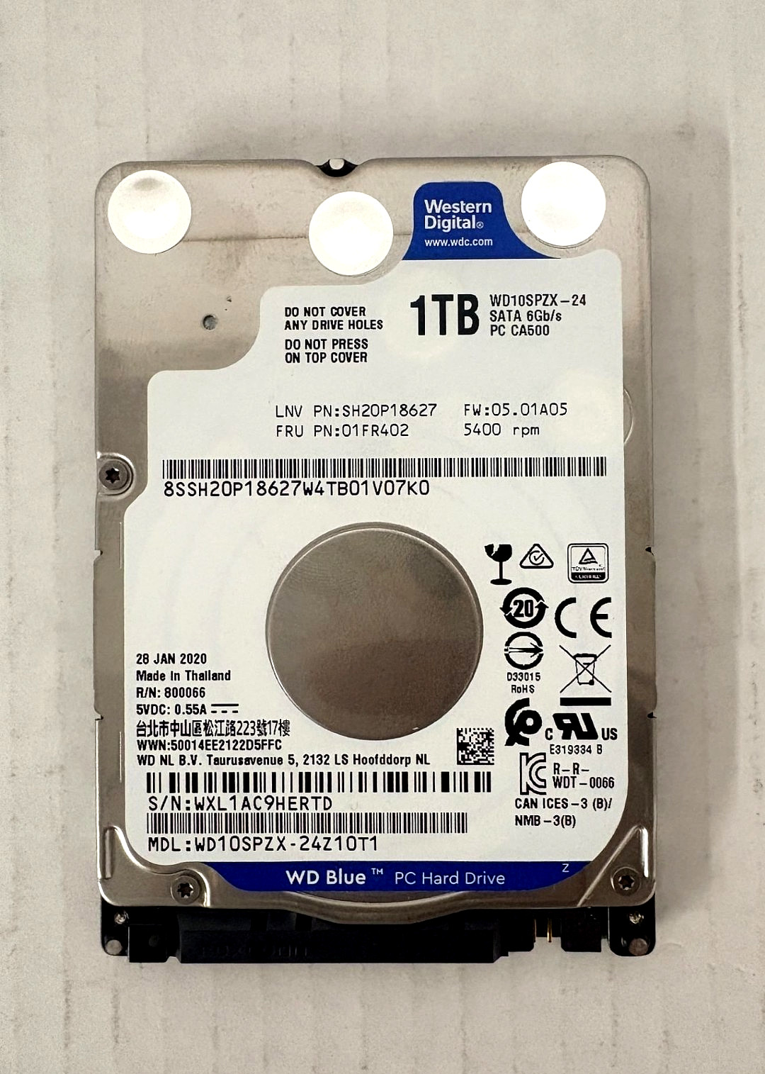 Western Digital (WD) Blue 1TB 2.5" SATA 6Gb/s 5400RPM Laptop Hard Drive