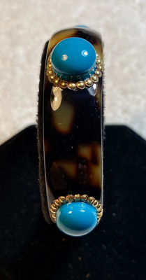 Carolee Tortoise Shell Cobochon Bangle Bracelet 7 3/8 