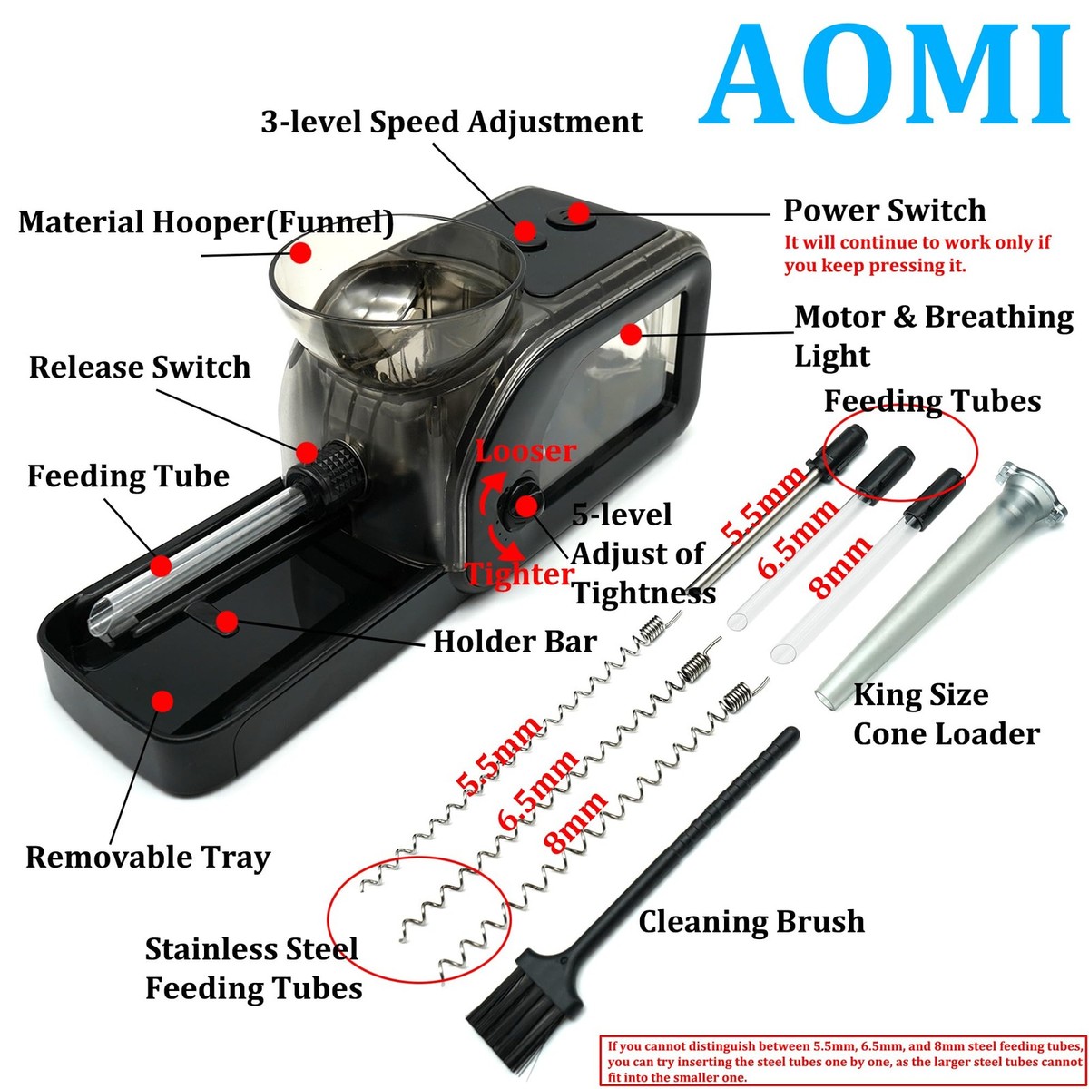 Electric Tobacco Cigarette Rolling Machine, Portable Cone Loader Injector  Mac