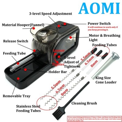 Electric Tobacco Cigarette Rolling Machine, Portable Cone Loader Injector  Mac