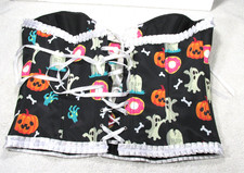 Halloween Corset -Ghost-Pumpkins-RIP-Bones Print Lace Up 2XL