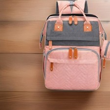 Kabaqoo Pink Gray Diaper Bag Backback Changing Compartment Insulated Baby