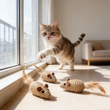 1/4Pcs Sisal False Mouse Cat Toy Bite Resistance Stuffed Toy Interactive Cat Toy